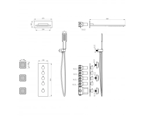 Душевая система с термостатом встраиваемая WONZON & WOGHAND, Белый матовый (WW-D4100-MW)