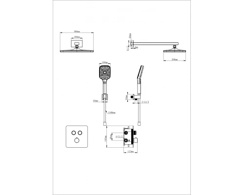 Душевая система с термостатом встраиваемая WONZON & WOGHAND, Брашированное золото (WW-B4003-BG)