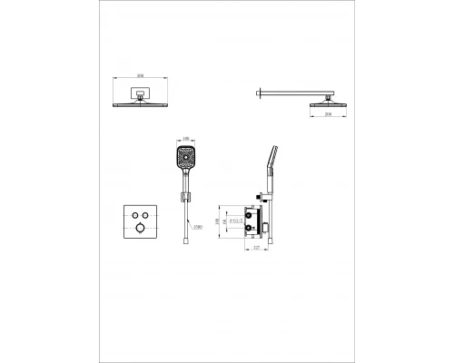Душевая система с термостатом встраиваемая WONZON & WOGHAND, Темный графит (WW-D2017-B-BGG)