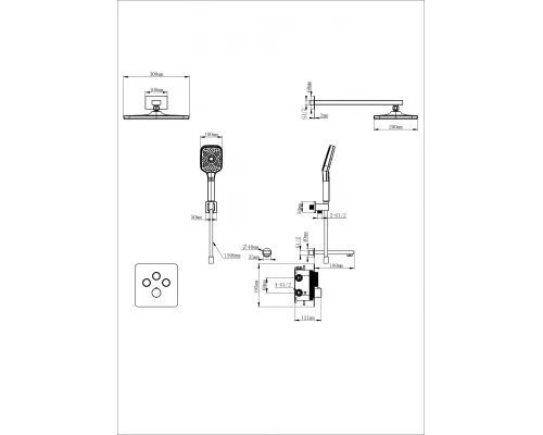 Душевая система с термостатом встраиваемая WONZON & WOGHAND, Хром (WW-B4005-CR)