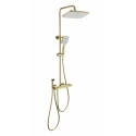 Душевая система с техническим душем и термостатом WONZON & WOGHAND MUSE Piano, Брашированное золото (WW-B4132-A-BG)