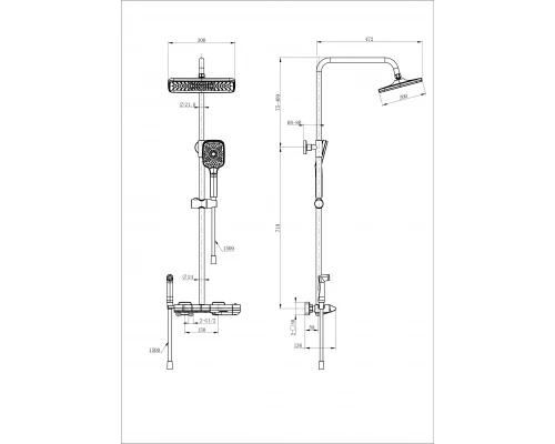 Душевая система с техническим душем и термостатом WONZON & WOGHAND MUSE Piano, Хром (WW-B4132-A-CR)