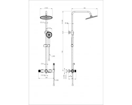 Душевая система с техническим душем и термостатом WONZON & WOGHAND, Темный графит (WW-B3097-A-BGG)
