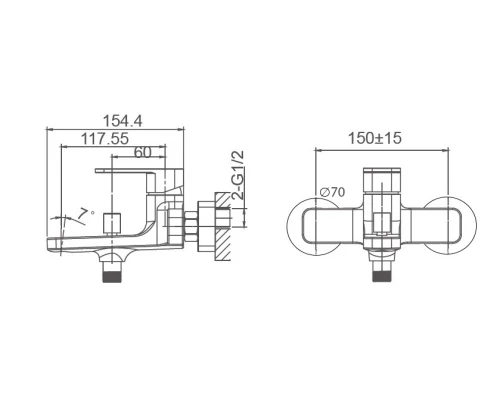 Смеситель для ванны WONZON & WOGHAND ARNIE, Хром (WW-693101-CR)