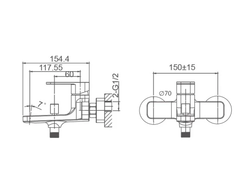 Смеситель для ванны WONZON & WOGHAND ARNIE, Черный матовый (WW-693101-MB)