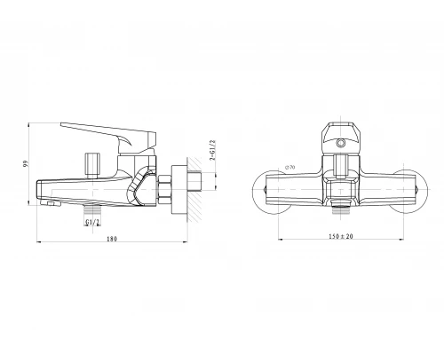 Смеситель для ванны WONZON & WOGHAND ATHENS, Хром (WW-083101-CR)