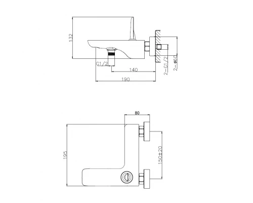 Смеситель для ванны WONZON & WOGHAND SHARK, Хром (WW-48B3101-CR)