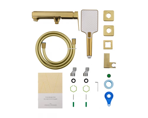 Смеситель для ванны с душем WONZON & WOGHAND DIAMOND, Брашированное золото (WW-88639011- BG)