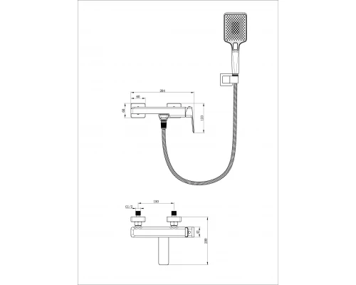 Смеситель для ванны с душем WONZON & WOGHAND DIAMOND, Темный графит (WW-88639011-BGM)