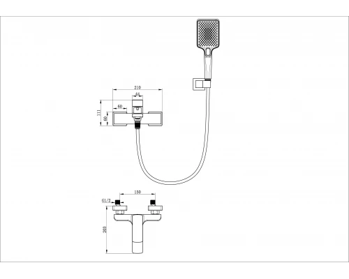 Смеситель для ванны с душем WONZON & WOGHAND EDGE, Брашированное золото (WW-88639003A- BG)