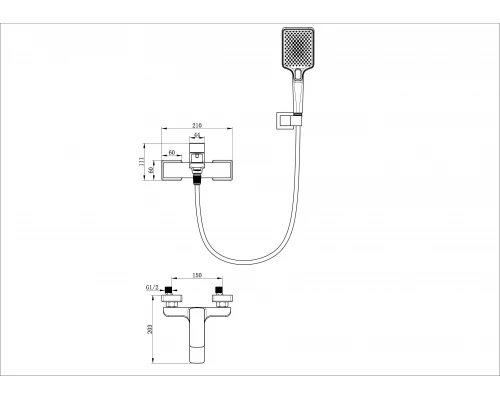 Смеситель для ванны с душем WONZON & WOGHAND EDGE, Хром (WW-88639003A-CR)