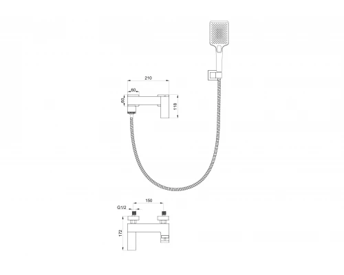 Смеситель для ванны с душем WONZON & WOGHAND FIT, Черный матовый (WW-88639009-MB)