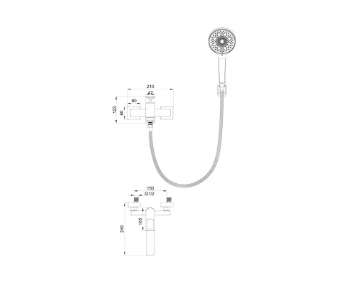 Смеситель для ванны с душем WONZON & WOGHAND FRAME, Хром (WW-88639010-CR)