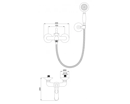 Смеситель для ванны с душем WONZON & WOGHAND STEAM, Хром (WW-88639008-CR)