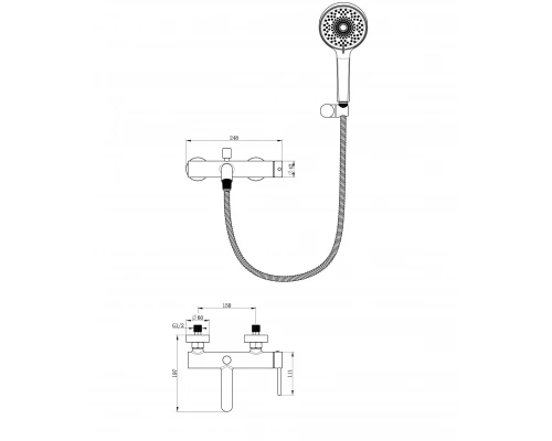 Смеситель для ванны с душем WONZON & WOGHAND STICK, Брашированное золото (WW-88639017- BG)