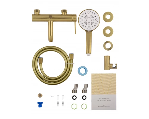 Смеситель для ванны с душем WONZON & WOGHAND STICK, Брашированное золото (WW-88639017- BG)