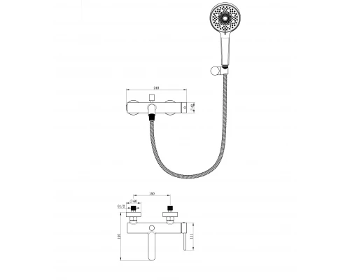 Смеситель для ванны с душем WONZON & WOGHAND STICK, Темный графит (WW-88639017-BGM)