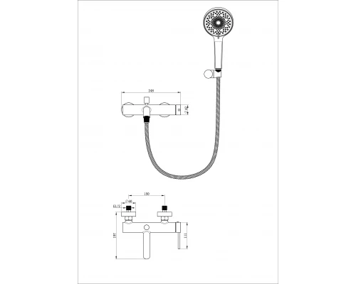 Смеситель для ванны с душем WONZON & WOGHAND STICK, Хром (WW-88639017-CR)