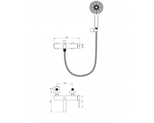 Смеситель для ванны с душем WONZON & WOGHAND STICK, Черный матовый (WW-88639017-MB)