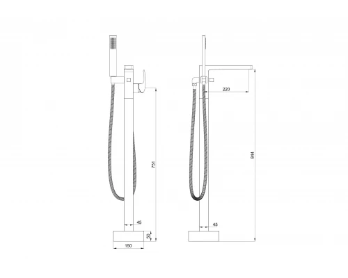 Смеситель для ванны напольного монтажа WONZON & WOGHAND FIT, Хром (WW-88649009-CR)