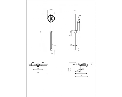 Смеситель для ванны с душевым гарнитуром и термостатом WONZON & WOGHAND, Брашированное золото (WW-C2006-A-BG)