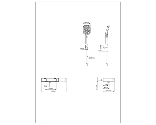 Смеситель для ванны с душем и термостатом WONZON & WOGHAND Shelf, Темный графит (WW-B2551-BGG)