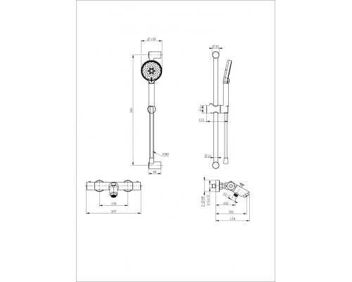 Смеситель для ванны с душем и термостатом WONZON & WOGHAND, Брашированное золото (WW-C2002-A-BG)