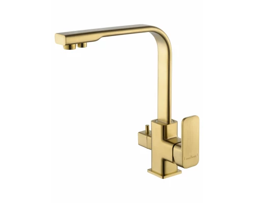 Смеситель для кухни c подключением фильтра WONZON & WOGHAND, Брашированное золото (WW-88458004-BG)
