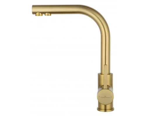 Смеситель для кухни c подключением фильтра WONZON & WOGHAND, Брашированное золото (WW-88458005-BG)