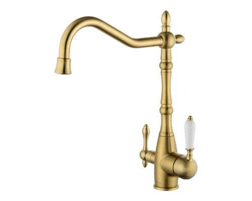 Смеситель для кухни c подключением фильтра WONZON & WOGHAND, Брашированное золото (WW-88458006-BG)
