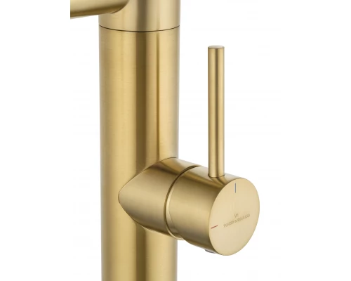 Смеситель для кухни с гибким изливом и подключением фильтра WONZON & WOGHAND, Брашированное золото (WW-88458007-BG)