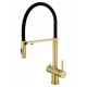 Смеситель для кухни с гибким изливом и подключением фильтра WONZON & WOGHAND, Брашированное золото (WW-88458009-BG)