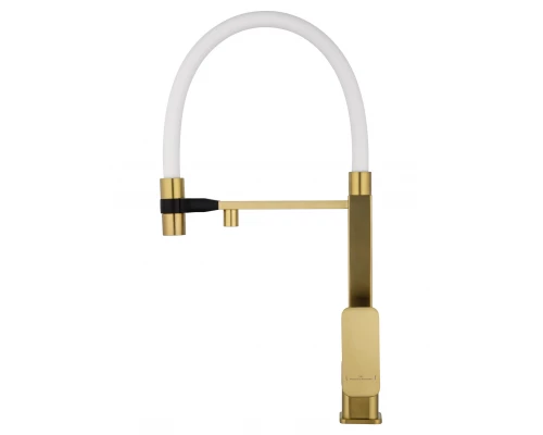 Смеситель для кухни с гибким изливом и подключением фильтра WONZON & WOGHAND, Брашированное золото (WW-88458012-BG（MW))