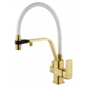 Смеситель для кухни с гибким изливом и подключением фильтра WONZON & WOGHAND, Брашированное золото (WW-88458013-BG(MW))