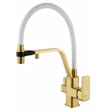 Смеситель для кухни с гибким изливом и подключением фильтра WONZON & WOGHAND, Брашированное золото (WW-88458013-BG(MW))