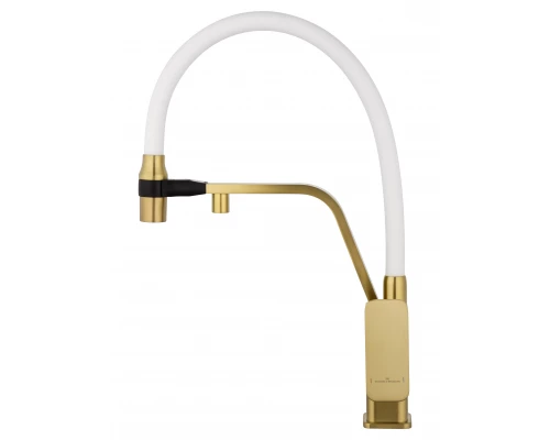 Смеситель для кухни с гибким изливом и подключением фильтра WONZON & WOGHAND, Брашированное золото (WW-88458013-BG(MW))