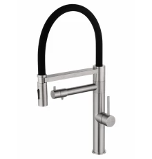 Смеситель для кухни с гибким изливом и подключением фильтра WONZON & WOGHAND, Брашированный никель (WW-88458007-BN)