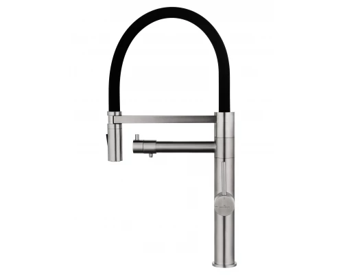 Смеситель для кухни с гибким изливом и подключением фильтра WONZON & WOGHAND, Брашированный никель (WW-88458007-BN)