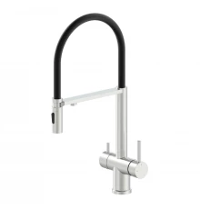 Смеситель для кухни с гибким изливом и подключением фильтра WONZON & WOGHAND, Брашированный никель (WW-88458009-BN)