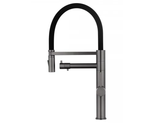 Смеситель для кухни с гибким изливом и подключением фильтра WONZON & WOGHAND, Темный графит (WW-88458007-BGM)
