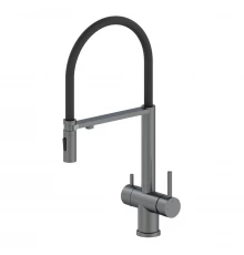Смеситель для кухни с гибким изливом и подключением фильтра WONZON & WOGHAND, Темный графит (WW-88458009-BGM)