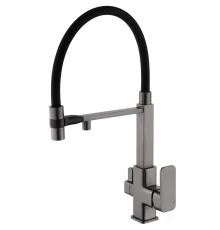 Смеситель для кухни с гибким изливом и подключением фильтра WONZON & WOGHAND, Темный графит (WW-88458012-BGM )