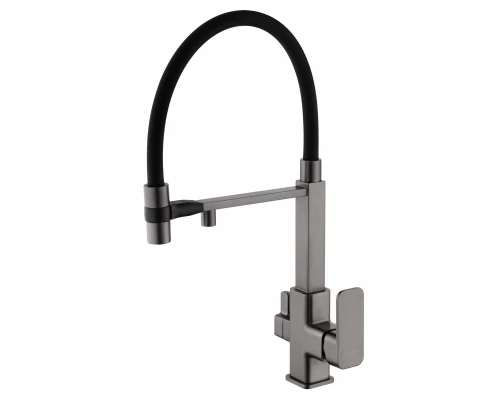 Смеситель для кухни с гибким изливом и подключением фильтра WONZON & WOGHAND, Темный графит (WW-88458012-BGM )