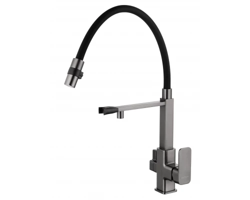 Смеситель для кухни с гибким изливом и подключением фильтра WONZON & WOGHAND, Темный графит (WW-88458012-BGM )