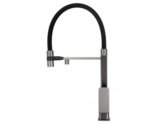 Смеситель для кухни с гибким изливом и подключением фильтра WONZON & WOGHAND, Темный графит (WW-88458012-BGM )