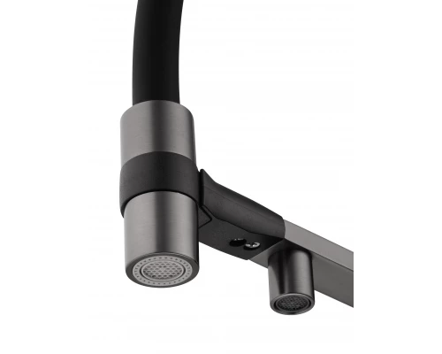 Смеситель для кухни с гибким изливом и подключением фильтра WONZON & WOGHAND, Темный графит (WW-88458012-BGM )