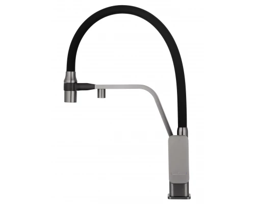 Смеситель для кухни с гибким изливом и подключением фильтра WONZON & WOGHAND, Темный графит (WW-88458013-BGM)