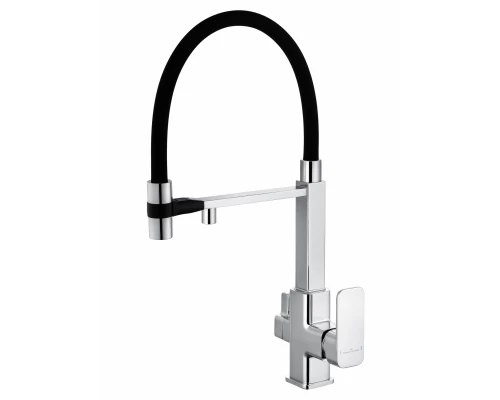 Смеситель для кухни с гибким изливом и подключением фильтра WONZON & WOGHAND, Хром (WW-88458012-CR)