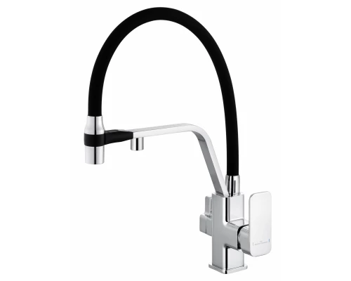 Смеситель для кухни с гибким изливом и подключением фильтра WONZON & WOGHAND, Хром (WW-88458013-CR)