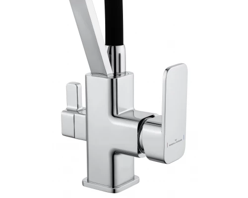 Смеситель для кухни с гибким изливом и подключением фильтра WONZON & WOGHAND, Хром (WW-88458013-CR)